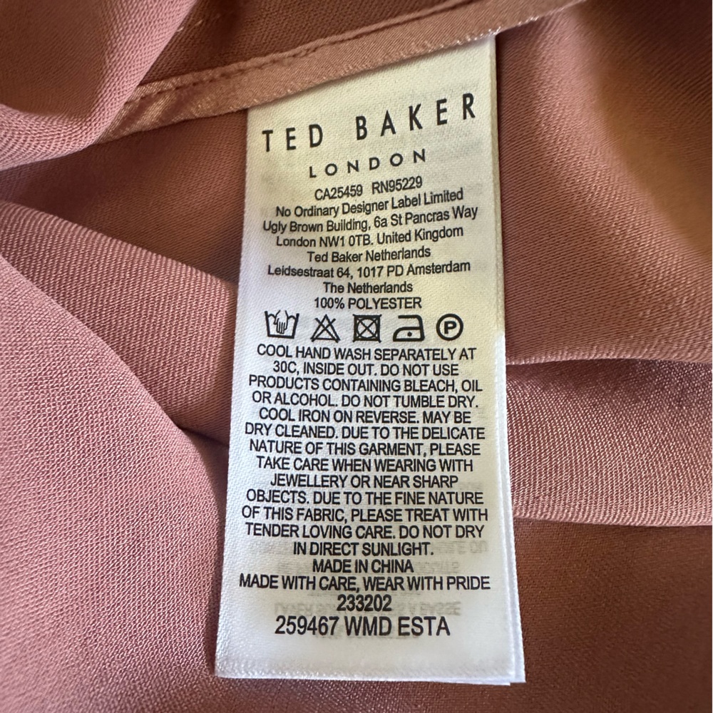 Ted Baker Esta Cold Shoulder Cowl Front Midi Slip Dress in Dusty Pink - Picture 10 of 11